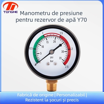 Manometru de presiune de precizie pentru rezervorul de apă – Model Y70, Tip: manometru de presiune, Interval de măsură 0-2.5, Acuratețe 2.5, Conexiune: manual