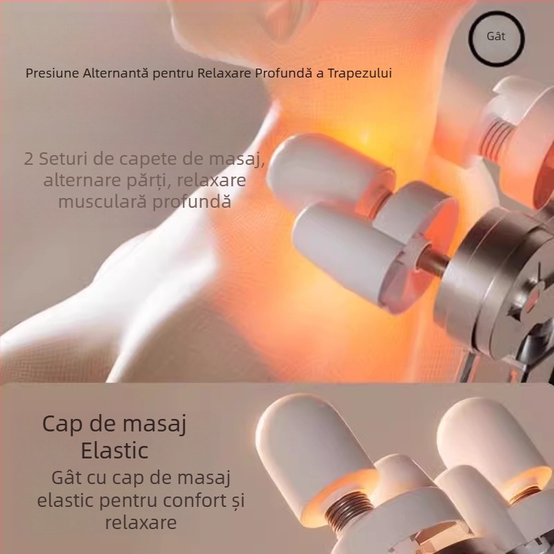 Perna de masaj pentru gât, spate și talie — masaj auto pentru scaun, 6+ capete, 3 niveluri, compresie caldă, alimentare AC