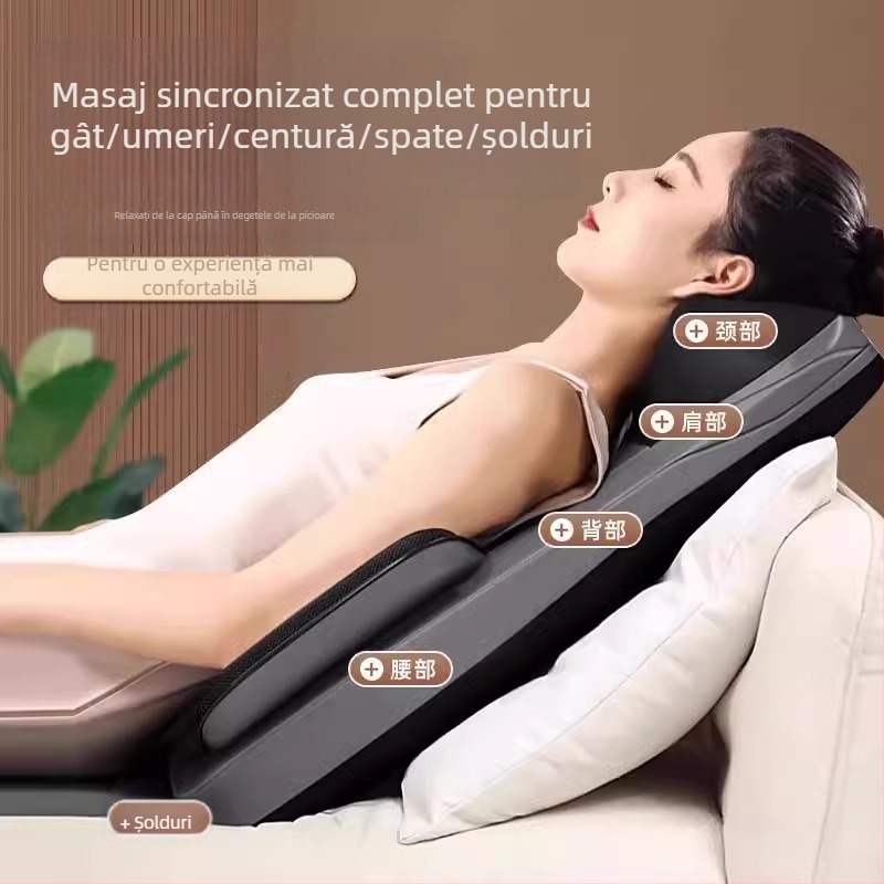 Perna de masaj pentru gât, spate și talie — masaj auto pentru scaun, 6+ capete, 3 niveluri, compresie caldă, alimentare AC