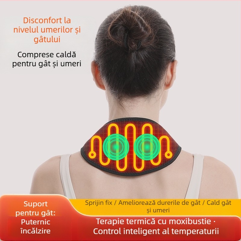 Bandă de încălzire pentru gât alimentată USB, încălzire cu infraroșu îndepărtat (5V, 8-10W, reglare temperatură în 3 trepte, 70 g)