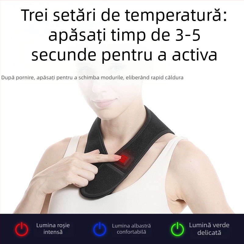 Bandă de încălzire pentru gât alimentată USB, încălzire cu infraroșu îndepărtat (5V, 8-10W, reglare temperatură în 3 trepte, 70 g)
