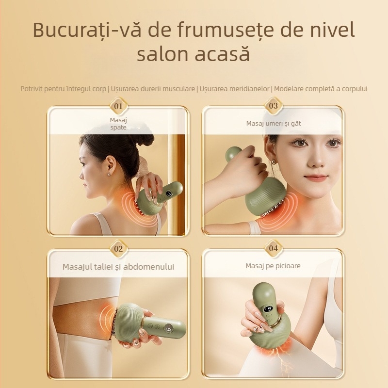 Minhuang KAMQ-0911-T Dispozitiv electric pentru gua sha, reîncărcabil, control cu buton, baterie 1800mAh