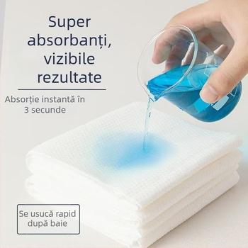 Prosoape pentru salon de înfrumusețare din fibră nețesută, cu logo, 70 g, țesătură plată, absorbție 0-5 s