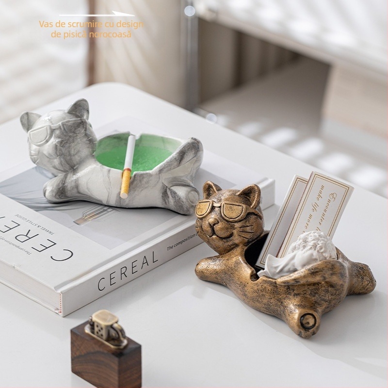 Scrumieră ceramică cu spațiu de depozitare | design creativ, stil animație drăguț; ambalaj 100 buc.