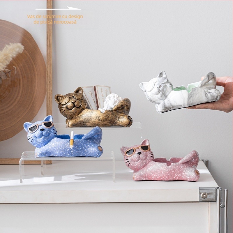 Scrumieră ceramică cu spațiu de depozitare | design creativ, stil animație drăguț; ambalaj 100 buc.