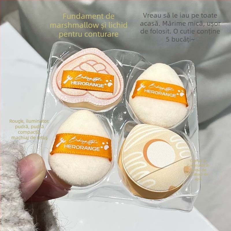 HERORANGE set de 5 bureți pentru pudră din poliuretan hidrofili – bureți cu textură catifelată, în formă de picătură, moi pentru ten, pentru pudră uscată și umedă