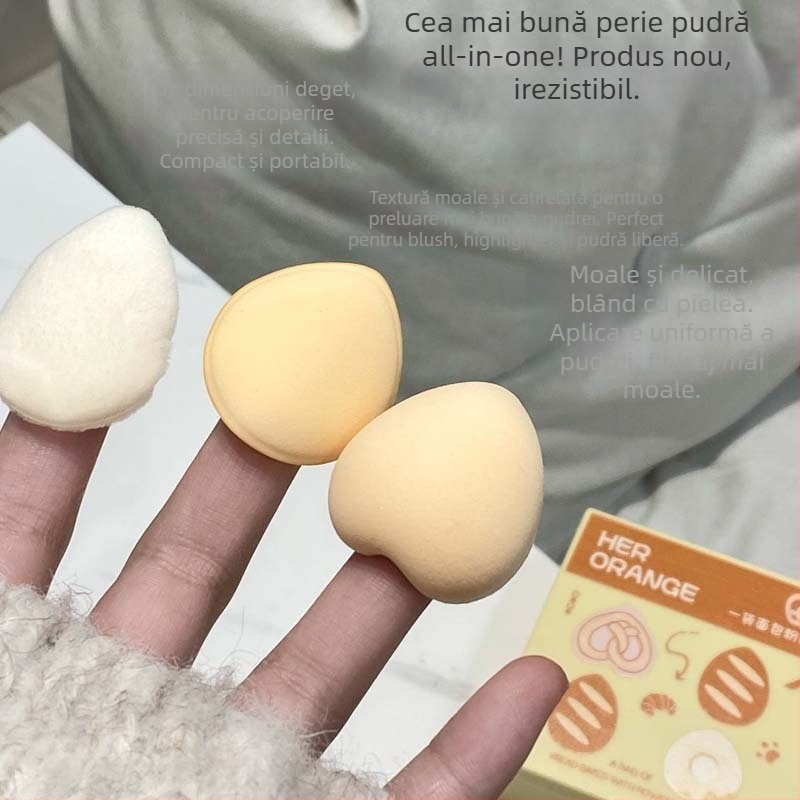 HERORANGE set de 5 bureți pentru pudră din poliuretan hidrofili – bureți cu textură catifelată, în formă de picătură, moi pentru ten, pentru pudră uscată și umedă