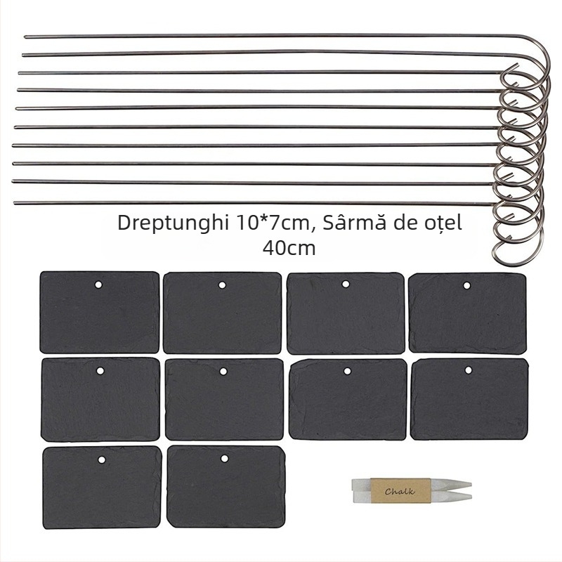 Etichete pentru plante din ardezie naturală cu sârmă din oțel inoxidabil; potrivite pentru flori, arbuști, legume și pomi fructiferi