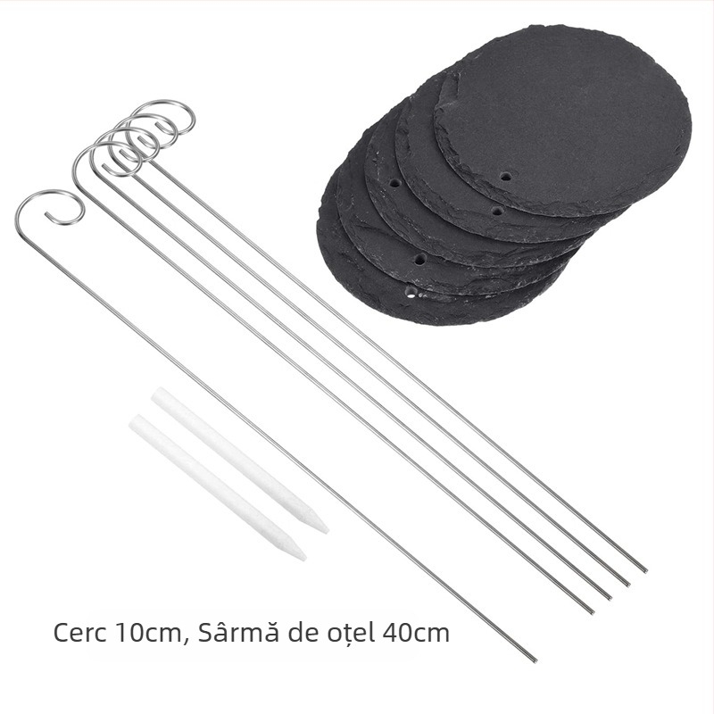 Etichete pentru plante din ardezie naturală cu sârmă din oțel inoxidabil; potrivite pentru flori, arbuști, legume și pomi fructiferi