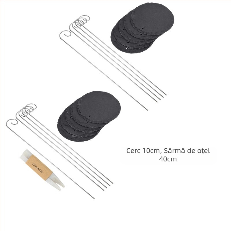 Etichete pentru plante din ardezie naturală cu sârmă din oțel inoxidabil; potrivite pentru flori, arbuști, legume și pomi fructiferi