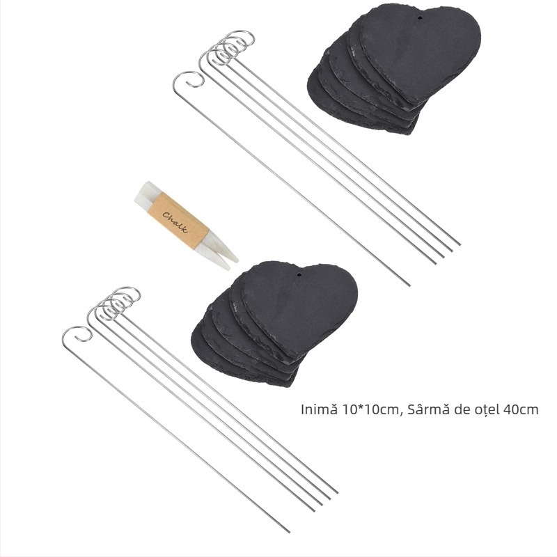 Etichete pentru plante din ardezie naturală cu sârmă din oțel inoxidabil; potrivite pentru flori, arbuști, legume și pomi fructiferi