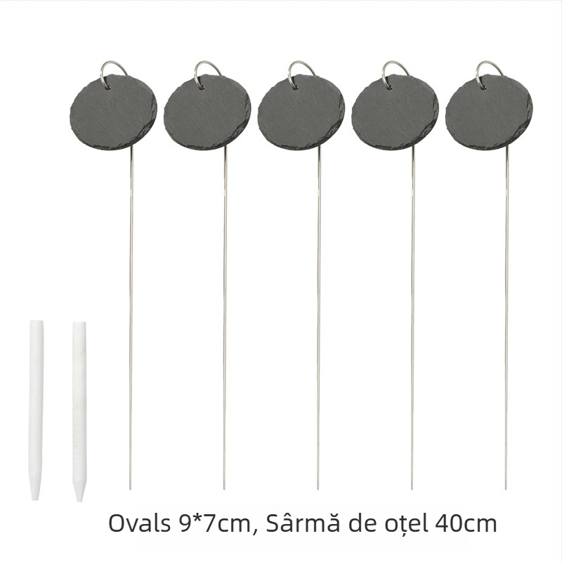 Etichete pentru plante din ardezie naturală cu sârmă din oțel inoxidabil; potrivite pentru flori, arbuști, legume și pomi fructiferi