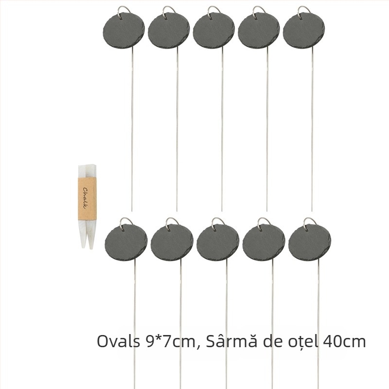 Etichete pentru plante din ardezie naturală cu sârmă din oțel inoxidabil; potrivite pentru flori, arbuști, legume și pomi fructiferi