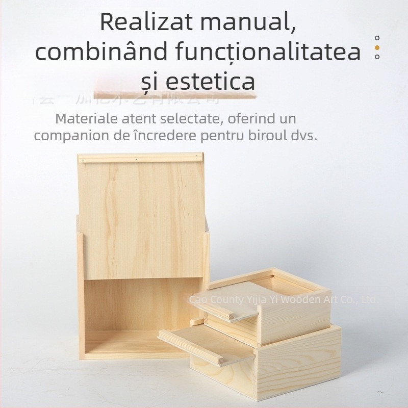 Cutie pătrată din lemn cu capac glisant pentru bijuterii și ceasuri – lemn natural, imprimare logo disponibil