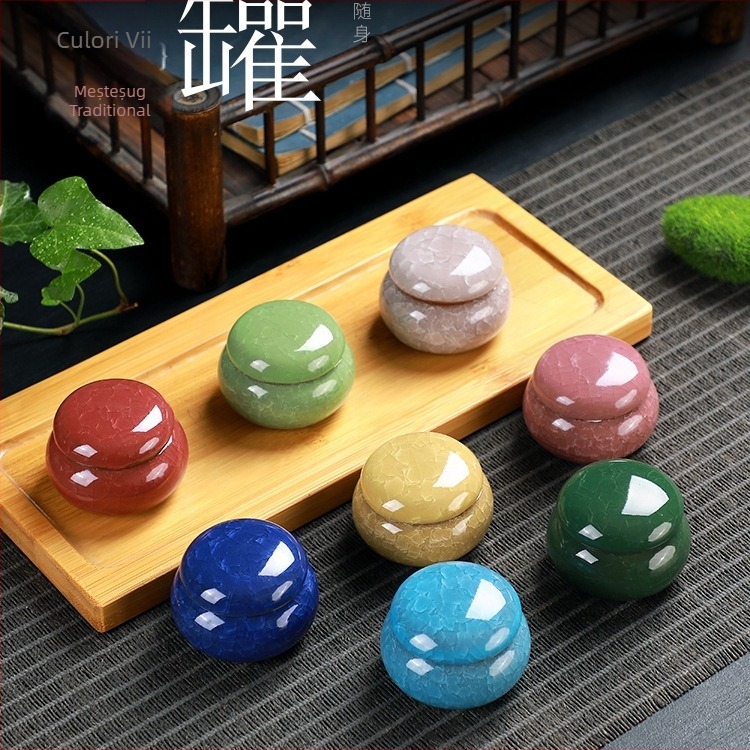 Vas ceramic emailat, depozitare multifuncțională pentru ceai și cosmetic, sigilat, Lanxing Ceramics, stil modern simplu, model personalizabil