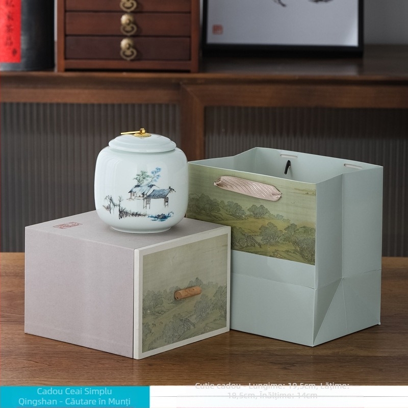 Cană ceramică pentru ceai cu finisaj glazurat, The Way of Porcelain, Stil Chinez nou, Model peisaj