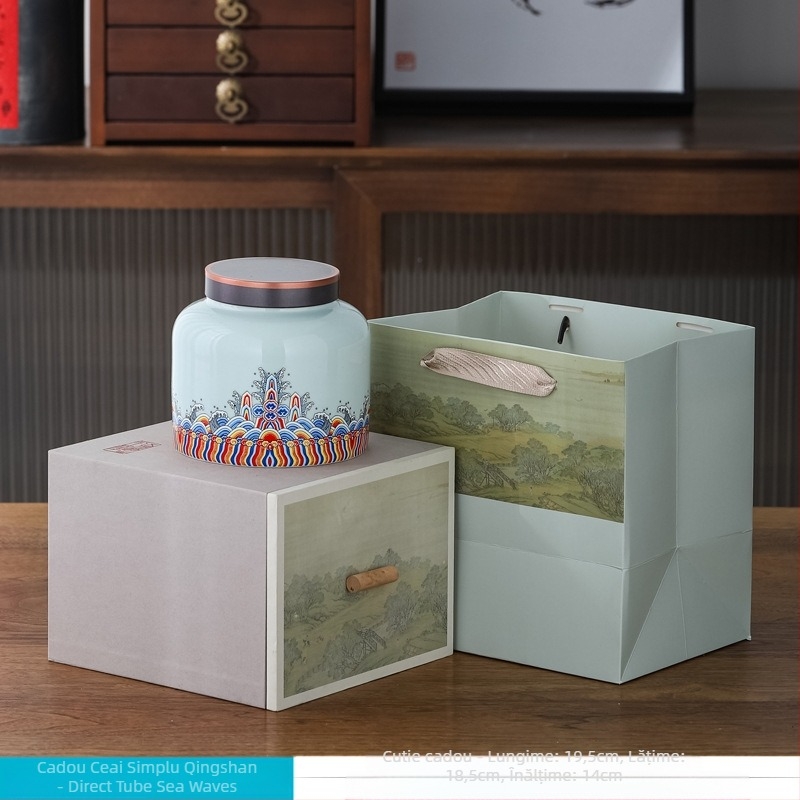 Cană ceramică pentru ceai cu finisaj glazurat, The Way of Porcelain, Stil Chinez nou, Model peisaj