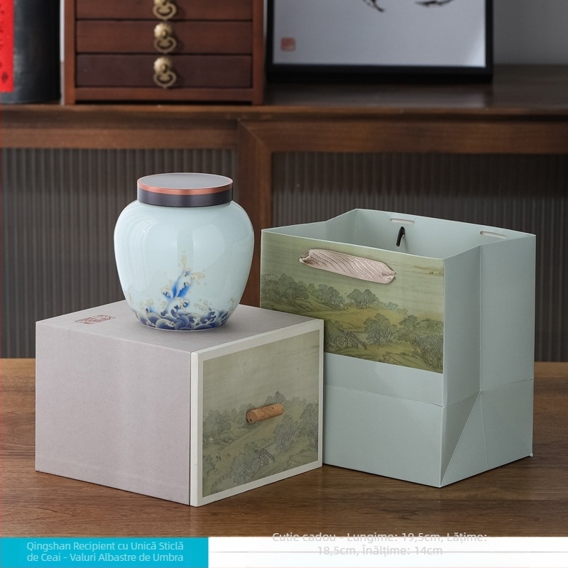 Cană ceramică pentru ceai cu finisaj glazurat, The Way of Porcelain, Stil Chinez nou, Model peisaj