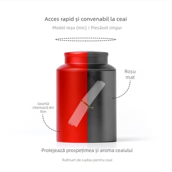 Cutie metalică pentru ceai, etanșă, stil chinezesc, capacitate 100 g sau 200 g
