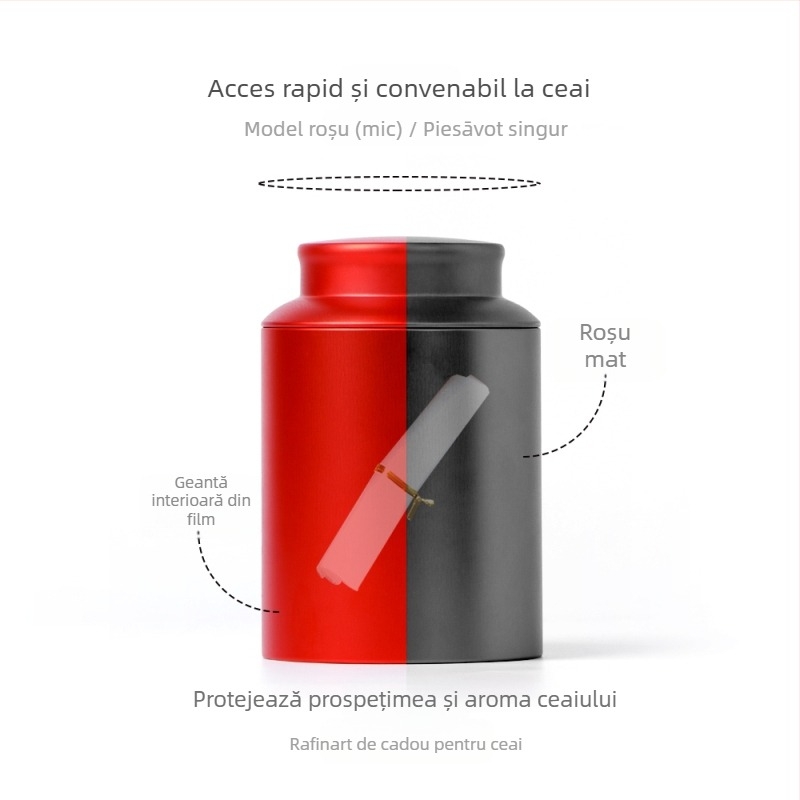 Cutie metalică pentru ceai, etanșă, stil chinezesc, capacitate 100 g sau 200 g
