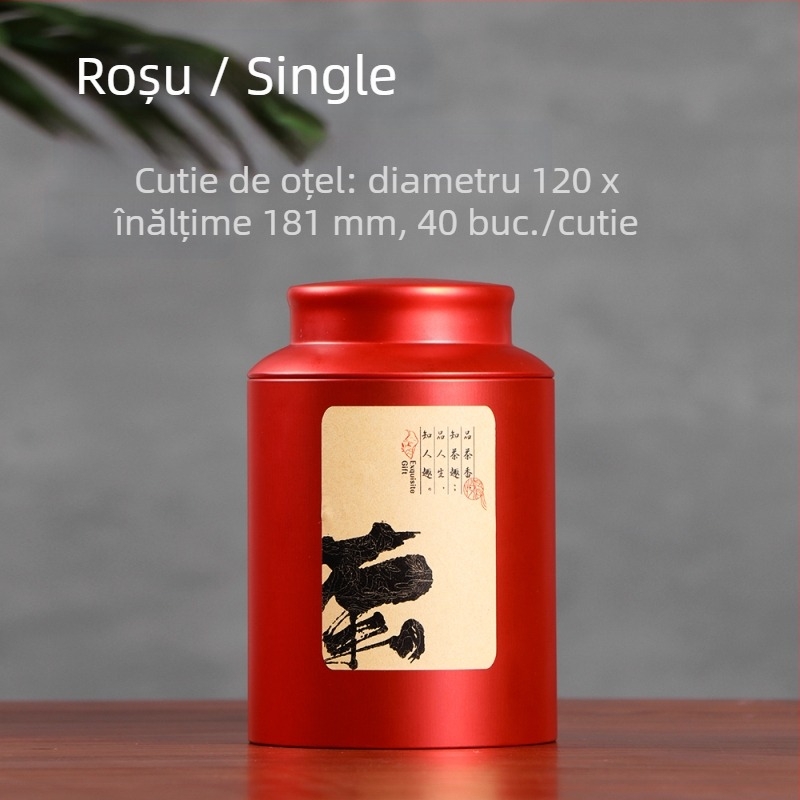 Cutie metalică pentru ceai, etanșă, stil chinezesc, capacitate 100 g sau 200 g