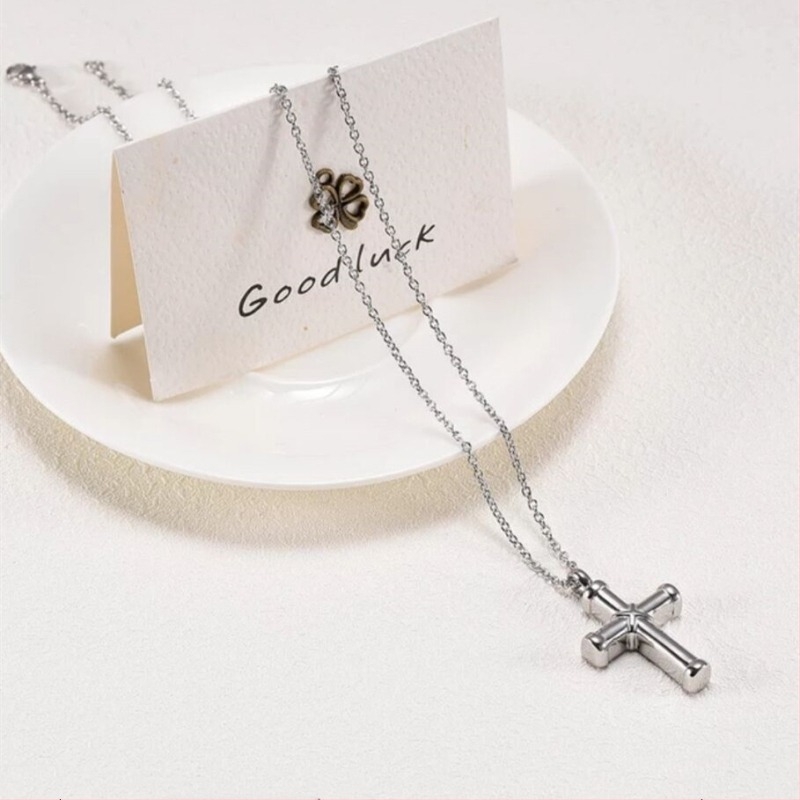Pandantiv cruce din oțel inoxidabil, colier cu urnă, seria The Cross Series, model FLW686