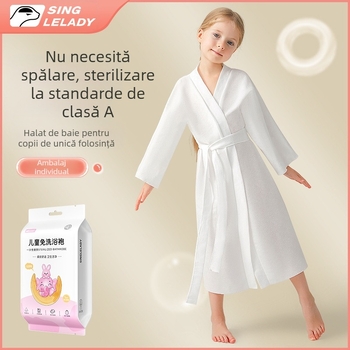 Shock Halat de baie pentru copii, din țesătură nețesută, 95% poliester, uscare rapidă, absorbant, unisex, pentru toamnă