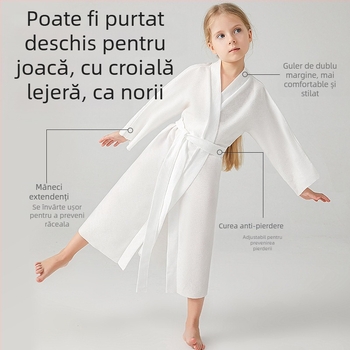 Shock Halat de baie pentru copii, din țesătură nețesută, 95% poliester, uscare rapidă, absorbant, unisex, pentru toamnă