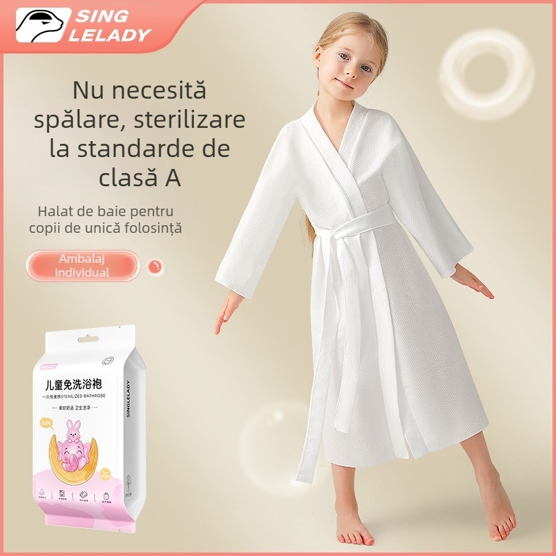 Shock Halat de baie pentru copii, din țesătură nețesută, 95% poliester, uscare rapidă, absorbant, unisex, pentru toamnă