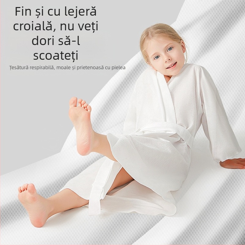 Shock Halat de baie pentru copii, din țesătură nețesută, 95% poliester, uscare rapidă, absorbant, unisex, pentru toamnă