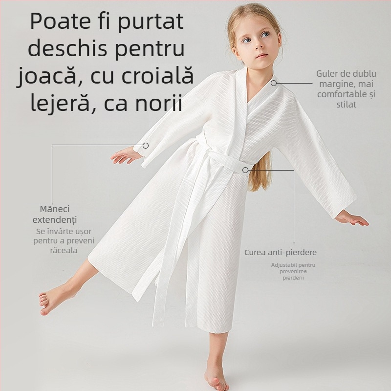 Shock Halat de baie pentru copii, din țesătură nețesută, 95% poliester, uscare rapidă, absorbant, unisex, pentru toamnă