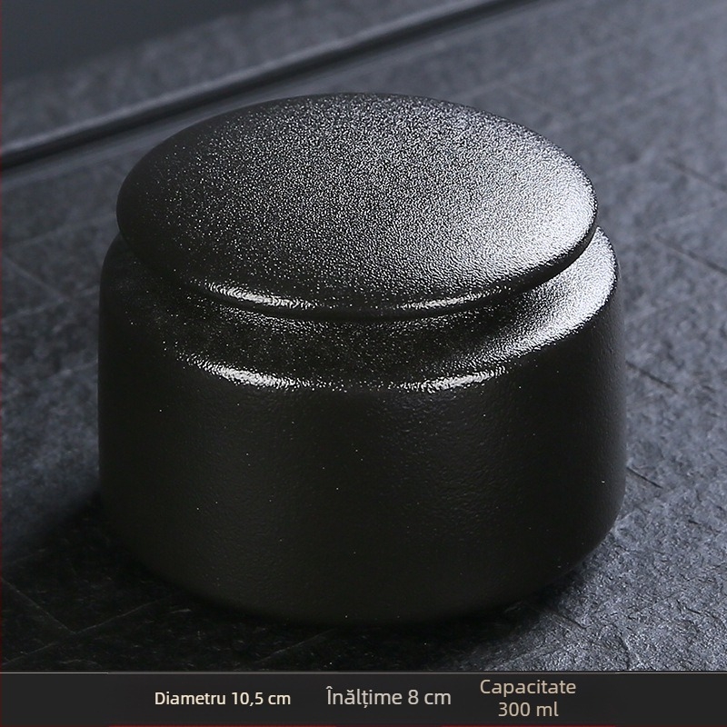 Borcan ceramic pentru ceai cu logo personalizat; stil minimalist modern; material: ceramică; greutate: 0.5; ambalaj: carton sau cutie cadou