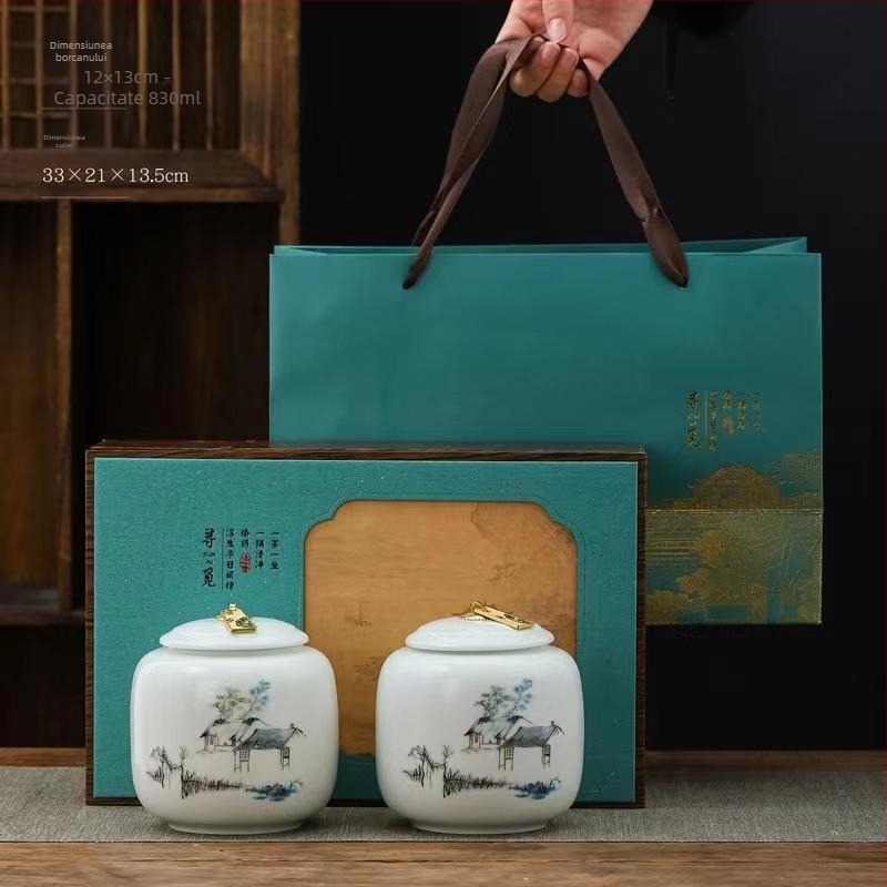 Cutii ceramice pentru ceai în cutie cadou, rezistente la umiditate, sigilate, logo personalizat, ambalare 12 buc