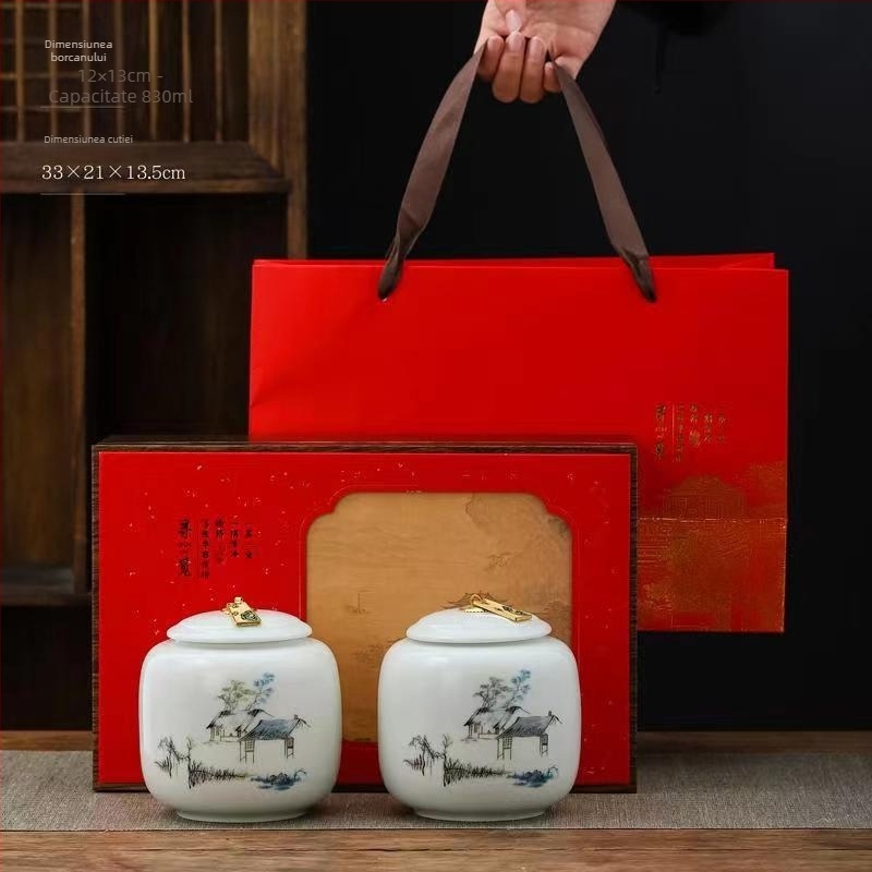 Cutii ceramice pentru ceai în cutie cadou, rezistente la umiditate, sigilate, logo personalizat, ambalare 12 buc
