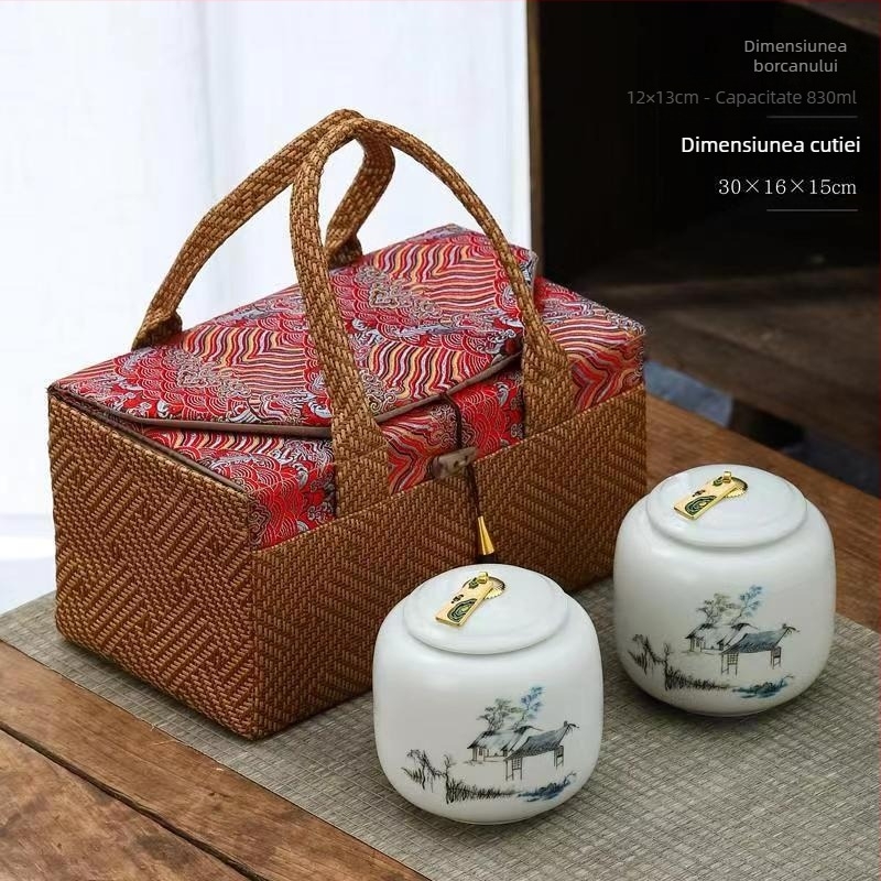 Cutii ceramice pentru ceai în cutie cadou, rezistente la umiditate, sigilate, logo personalizat, ambalare 12 buc