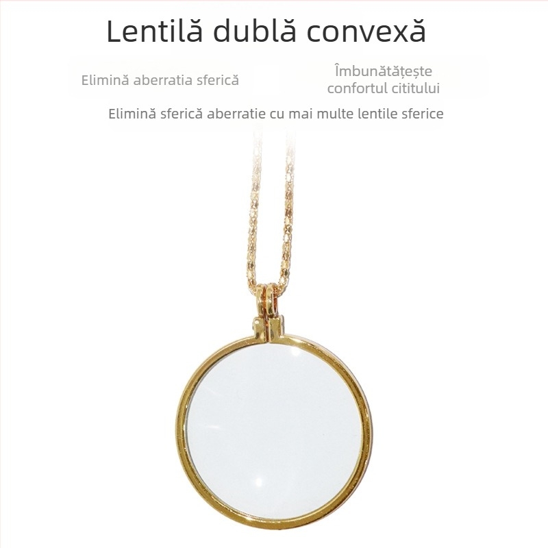 Colier cu lupă de mărire pentru lectură, din aliaj de zinc, 5x mărire, diametrul obiectivului 40 mm, model JHS360