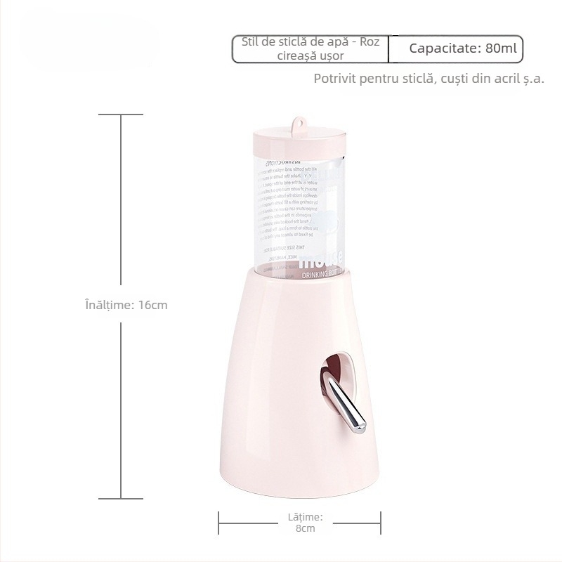 Sticlă de apă pentru hamster cu mecanism cu bilă și suport suspendat, din plastic, 100 g