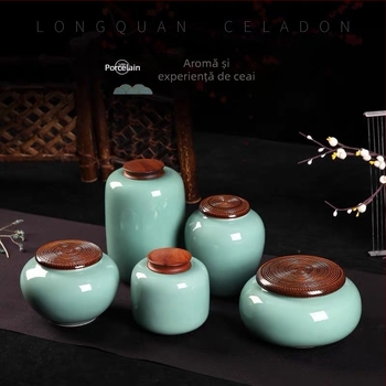 Canistră de ceai ceramică cu glazură Celadon, sigilată pentru depozitare, brand Yiyun, ambalaj cadou