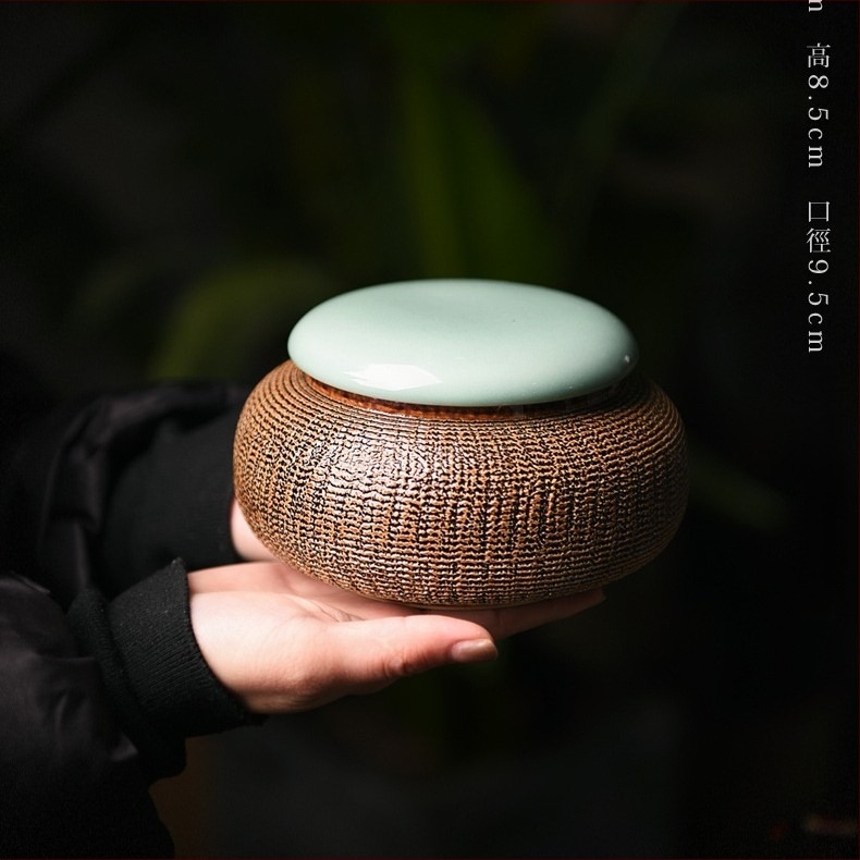Canistră de ceai ceramică cu glazură Celadon, sigilată pentru depozitare, brand Yiyun, ambalaj cadou