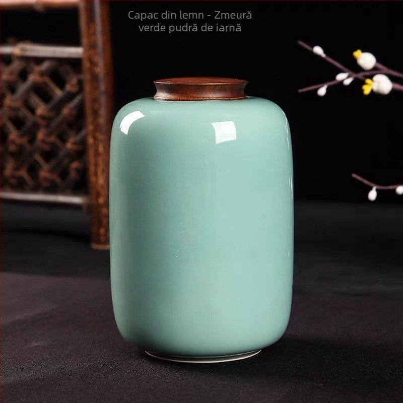 Canistră de ceai ceramică cu glazură Celadon, sigilată pentru depozitare, brand Yiyun, ambalaj cadou