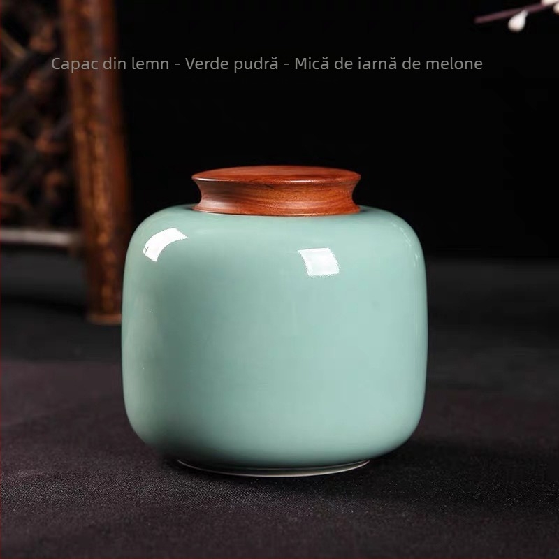 Canistră de ceai ceramică cu glazură Celadon, sigilată pentru depozitare, brand Yiyun, ambalaj cadou