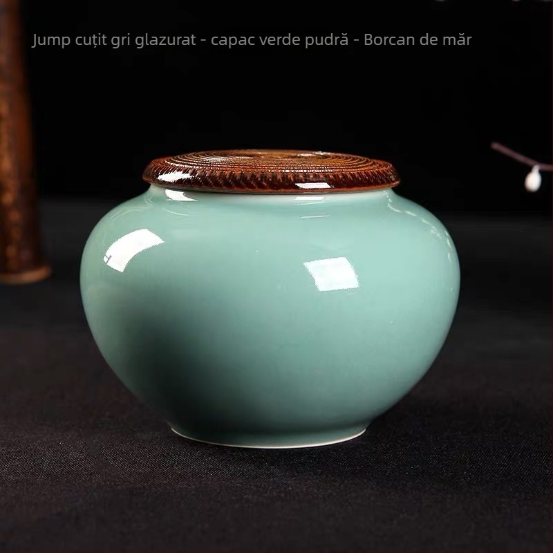 Canistră de ceai ceramică cu glazură Celadon, sigilată pentru depozitare, brand Yiyun, ambalaj cadou