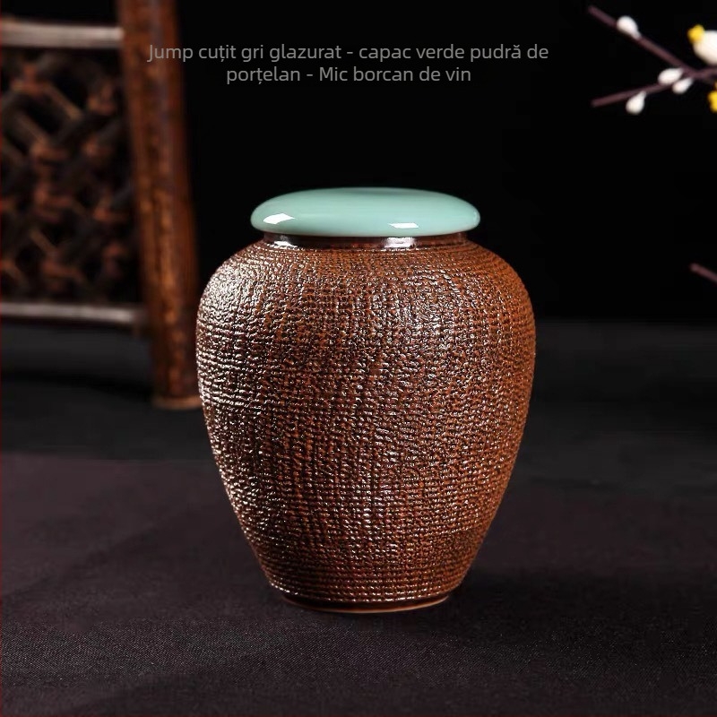 Canistră de ceai ceramică cu glazură Celadon, sigilată pentru depozitare, brand Yiyun, ambalaj cadou