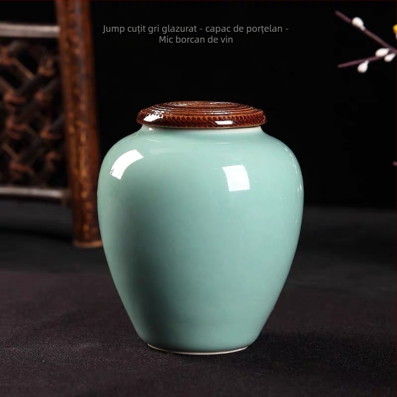 Canistră de ceai ceramică cu glazură Celadon, sigilată pentru depozitare, brand Yiyun, ambalaj cadou