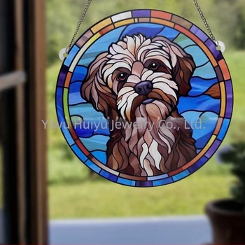 Ornament de fereastră din acrilic cu câine pictat – Huiyu, artă modernă, imprimare