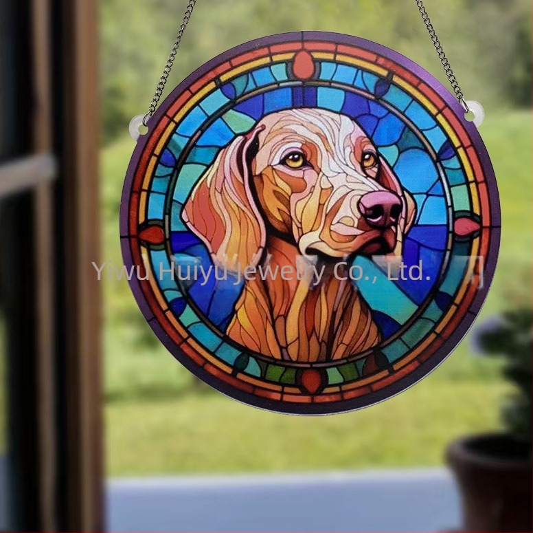 Ornament de fereastră din acrilic cu câine pictat – Huiyu, artă modernă, imprimare