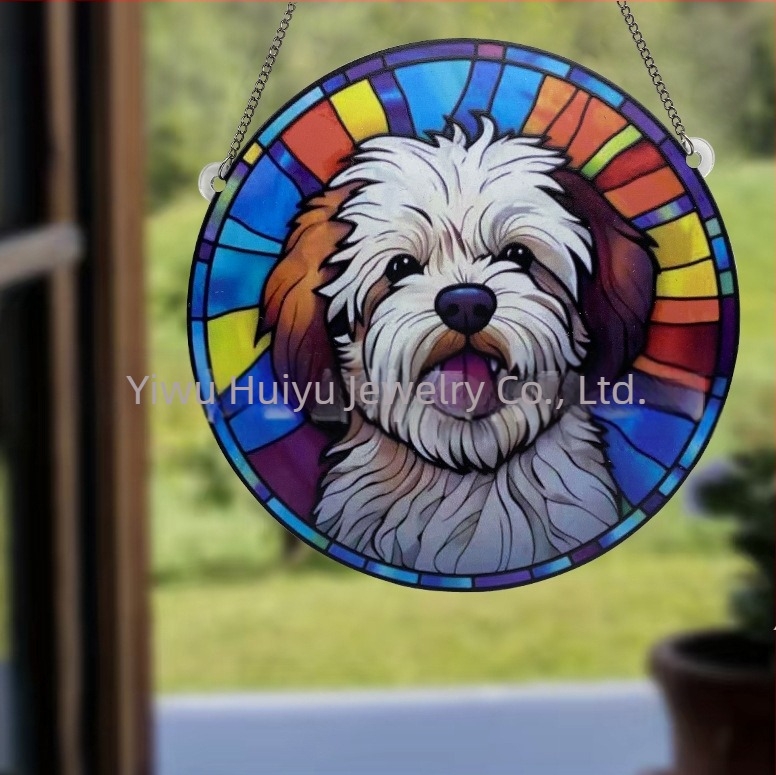 Ornament de fereastră din acrilic cu câine pictat – Huiyu, artă modernă, imprimare