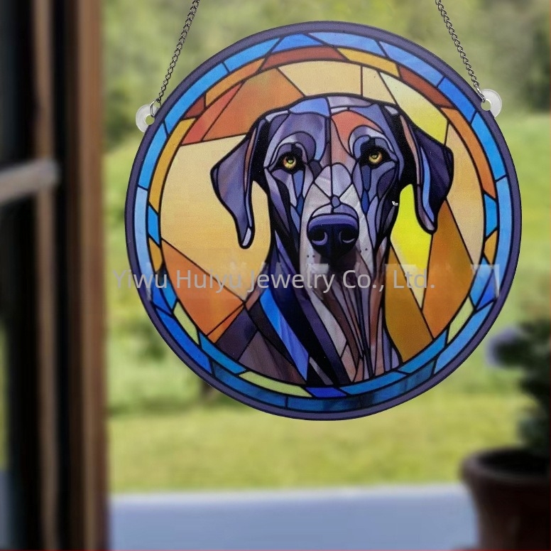 Ornament de fereastră din acrilic cu câine pictat – Huiyu, artă modernă, imprimare