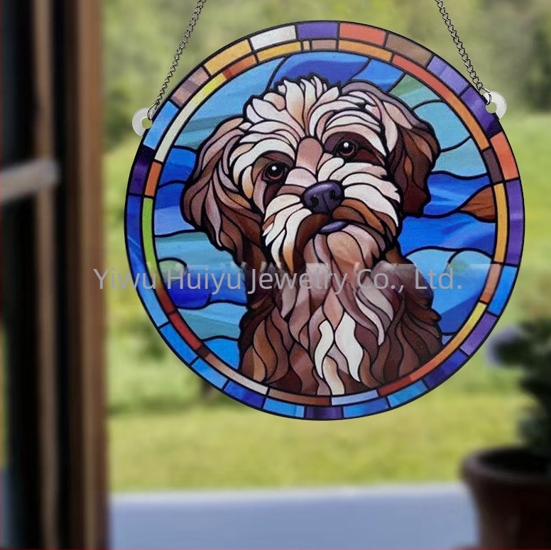 Ornament de fereastră din acrilic cu câine pictat – Huiyu, artă modernă, imprimare
