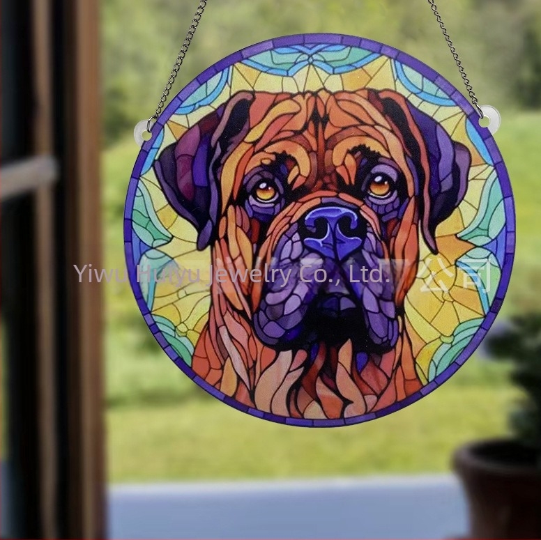 Ornament de fereastră din acrilic cu câine pictat – Huiyu, artă modernă, imprimare
